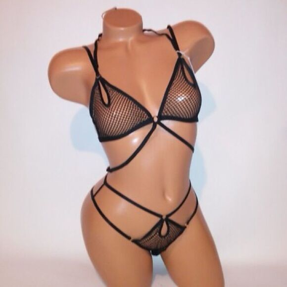 Victoria's Secret Other - ✨Victoria Secret Black Fishnet Lingerie 1 pc teddy Sz XL NWT